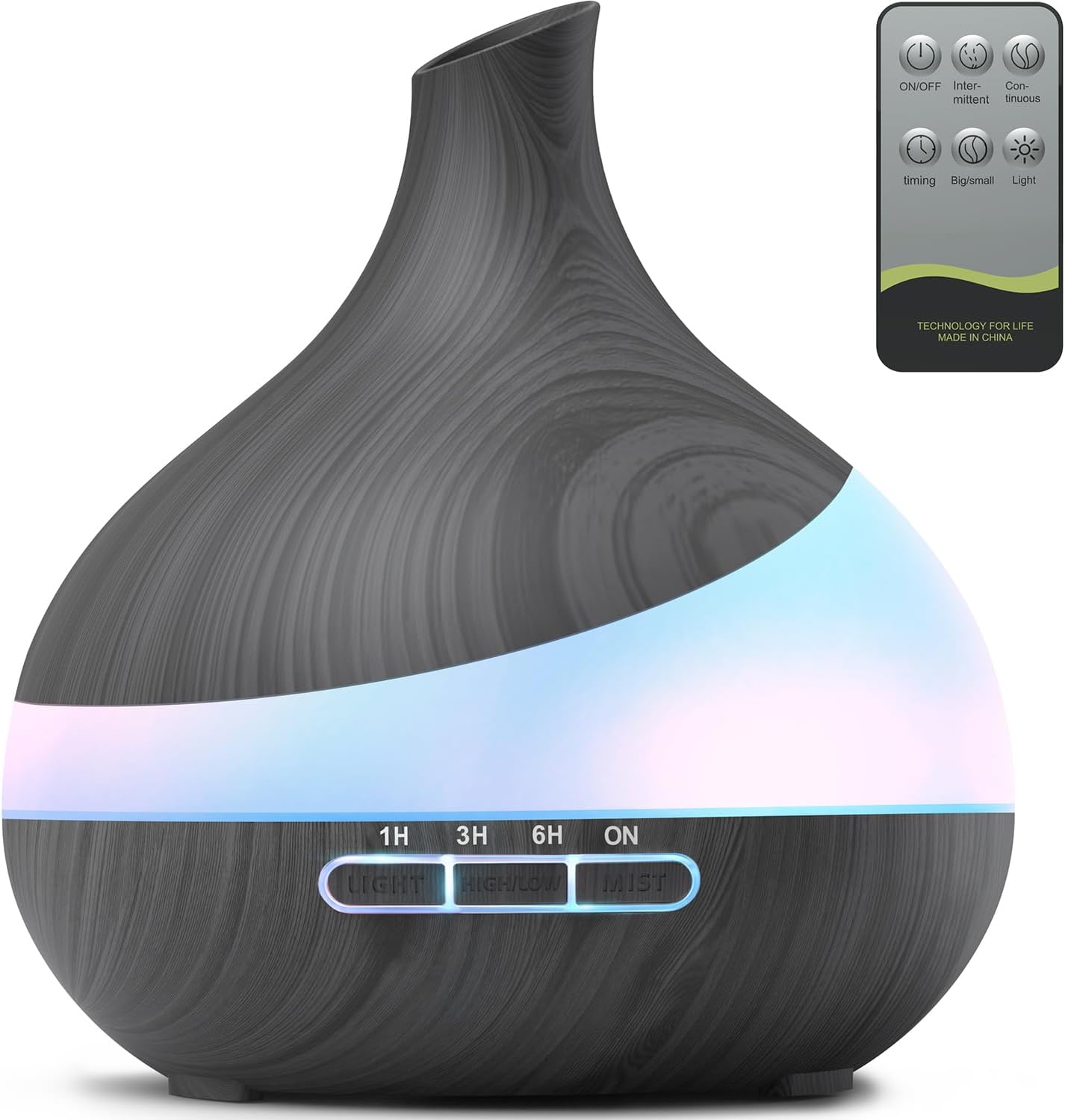 HJTHJT 500ML Essential Oil Diffuser for Home: 14 Color LED Humidifier | 2 Mist Modes (30/60ml/h) Aromatherapy Diffuser for Hotel Spa & Yoga – Remote & Night Light – Auto Shut-Off for Bedroom