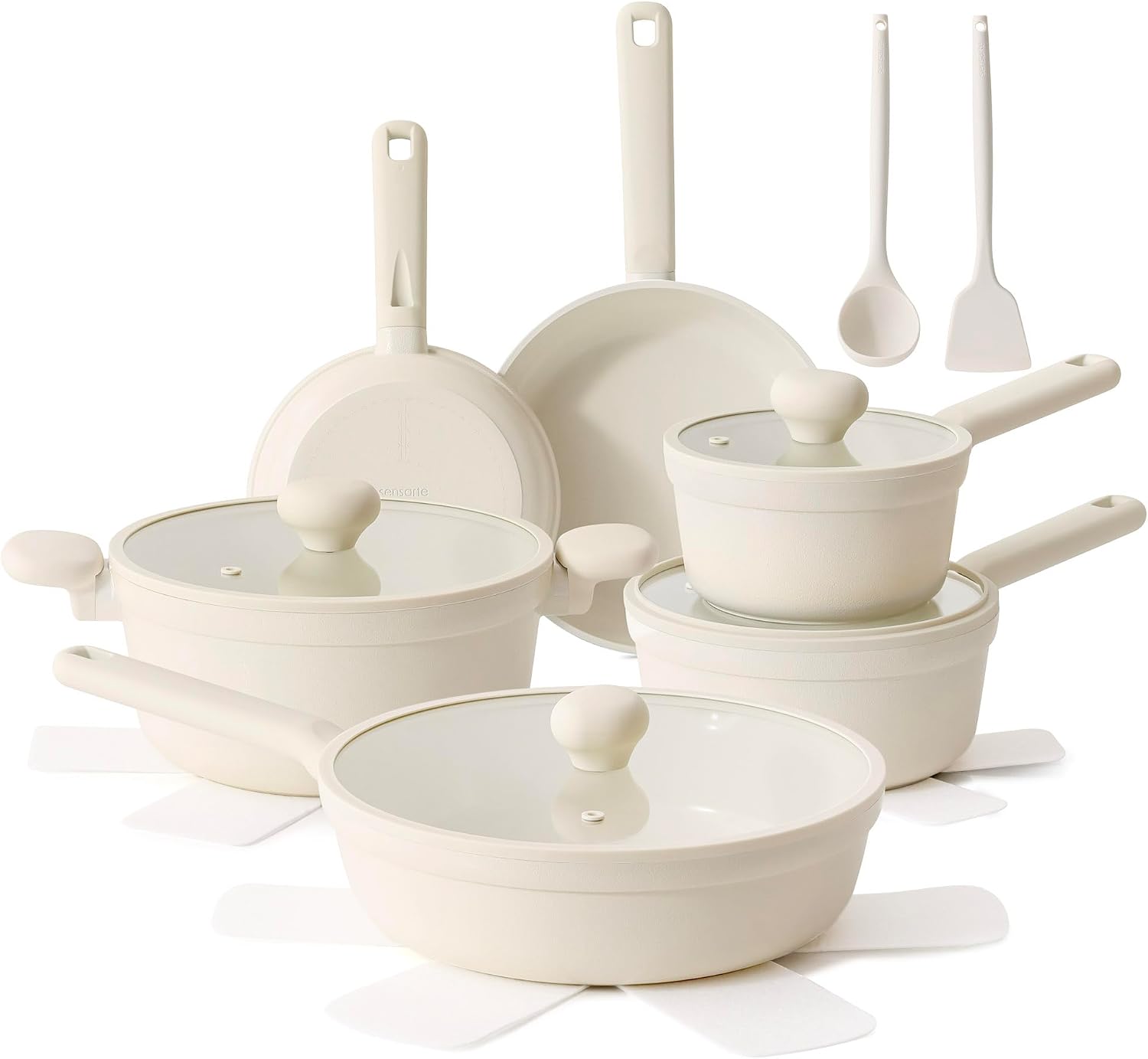 SENSARTE Ceramic Nonstick Pots and Pans Set, 17pcs Nontoxic Cookware Set