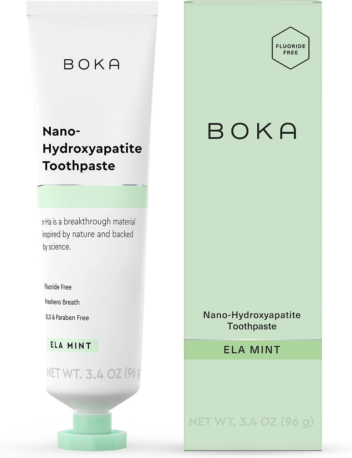 Boka Toothpaste – Fluoride Free Toothpaste, Nano Hydroxyapatite Toothpaste | Appropriate for Sensitive Teeth – Adult Oral Care – Ela Mint – 3.4 Oz, 1PK