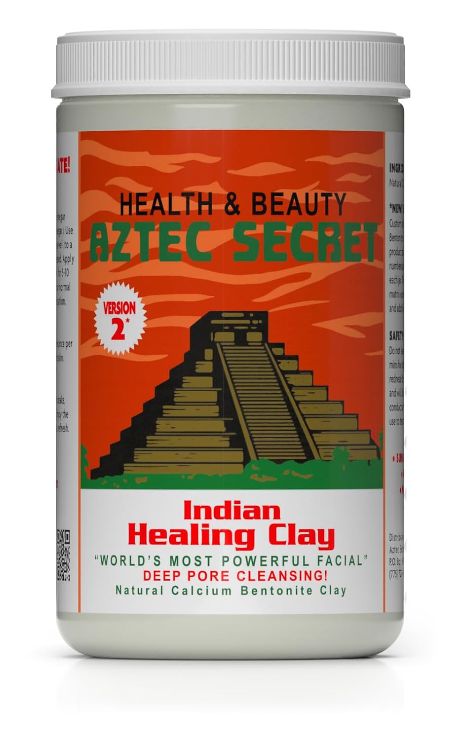 Aztec Secret – Indian Healing Clay – Deep Pore Cleansing Facial & Body Mask – The Original 100% Natural Calcium Bentonite Clay – New Version 2-32 Oz (Pack of 1)