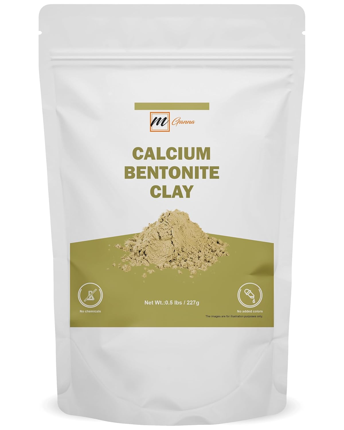 100% Natural Calcium Bentonite Clay Powder for Facial Masks, Creams, Body Wraps and Soap Making 0.5 LBS / 227 GMS