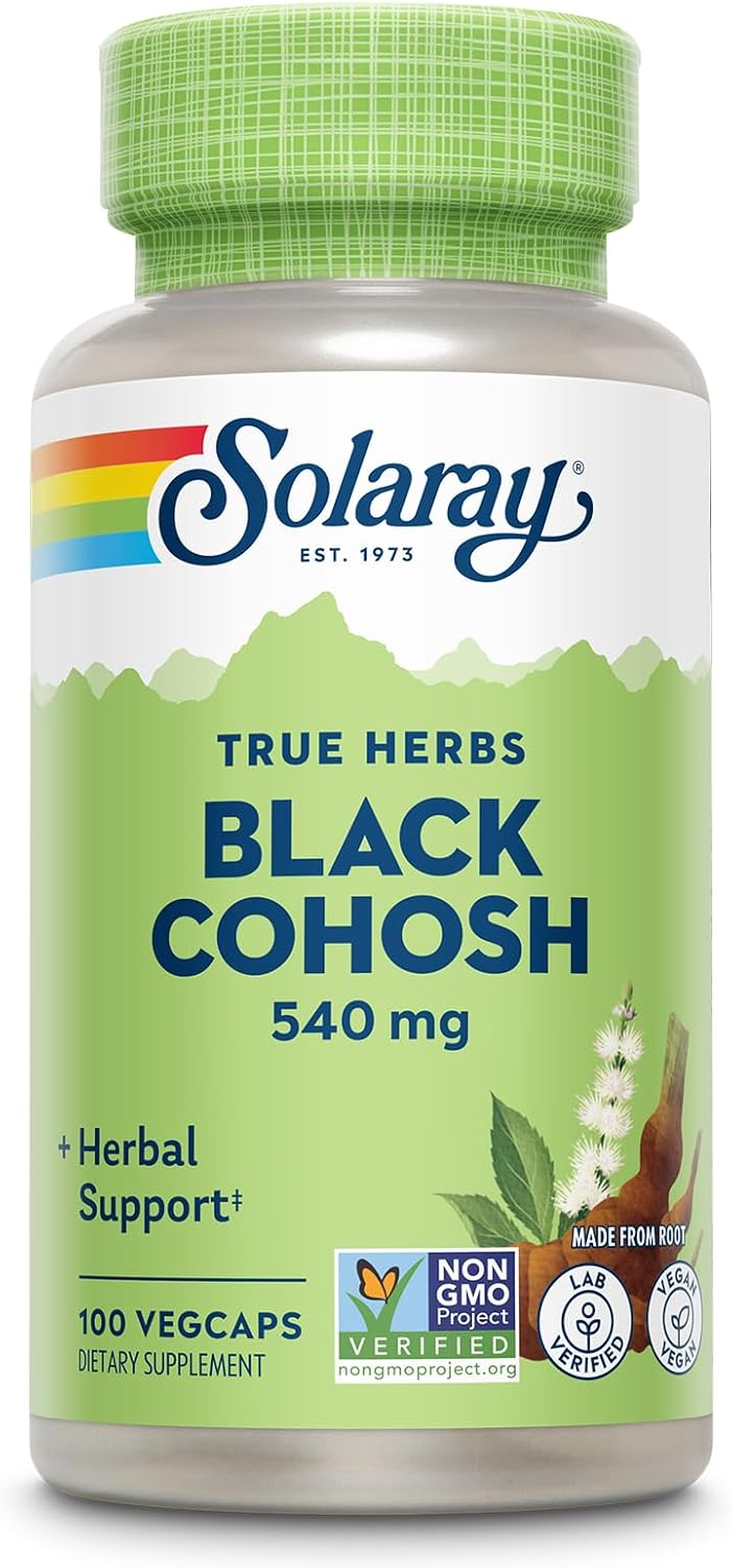 SOLARAY True Herbs Black Cohosh – Herbal Supplements for Women’s Wellness – Supplying 540mg of Black Cohosh Root per Serving – Non GMO, Vegan, Gluten Free, 60-Day Guarantee – 100 Servings, 100 VegCaps | With Black Cohosh Root – Traditional Herbal Support for Women – Vegan, Non GMO, Gluten Free, Lab Verified