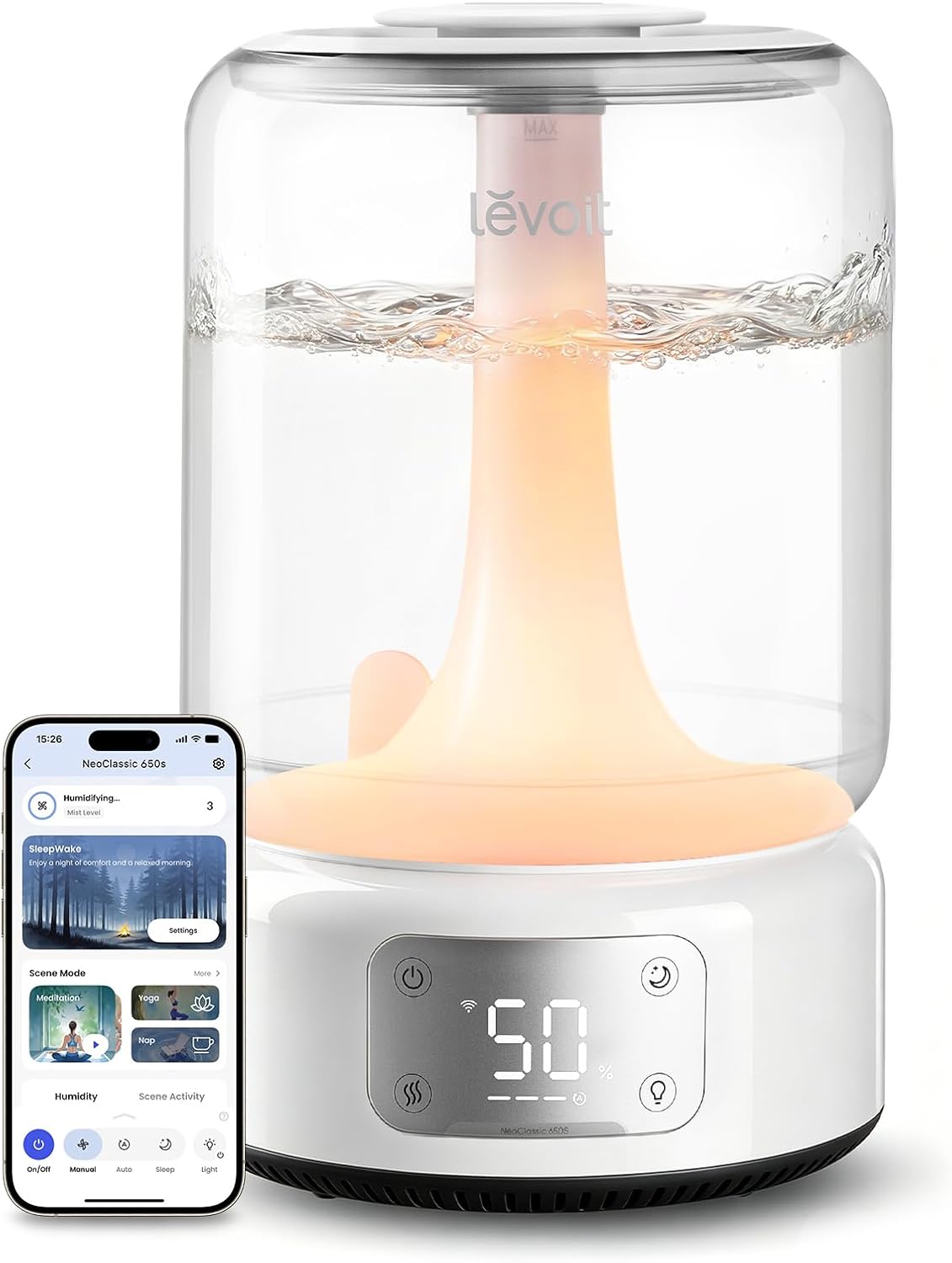 Levoit Humidifiers for Bedroom Large Room, 6.2L Tank, Smart App, Quiet 26dB