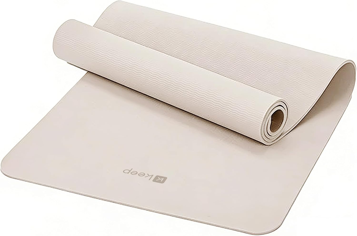 Keep 72″ x 24″ TPE Yoga Mat Non Slip, 1/4 Inch (6mm) Exercise Mat for Home Workout, Gym, Yoga, Pilates & Stretching with Carrying Strap, Oat White