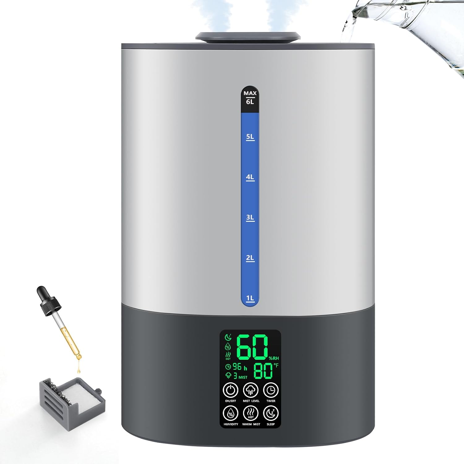 Coolfiqu 6L Warm & Cool Mist Humidifiers for Bedroom,Large Room,Plants
