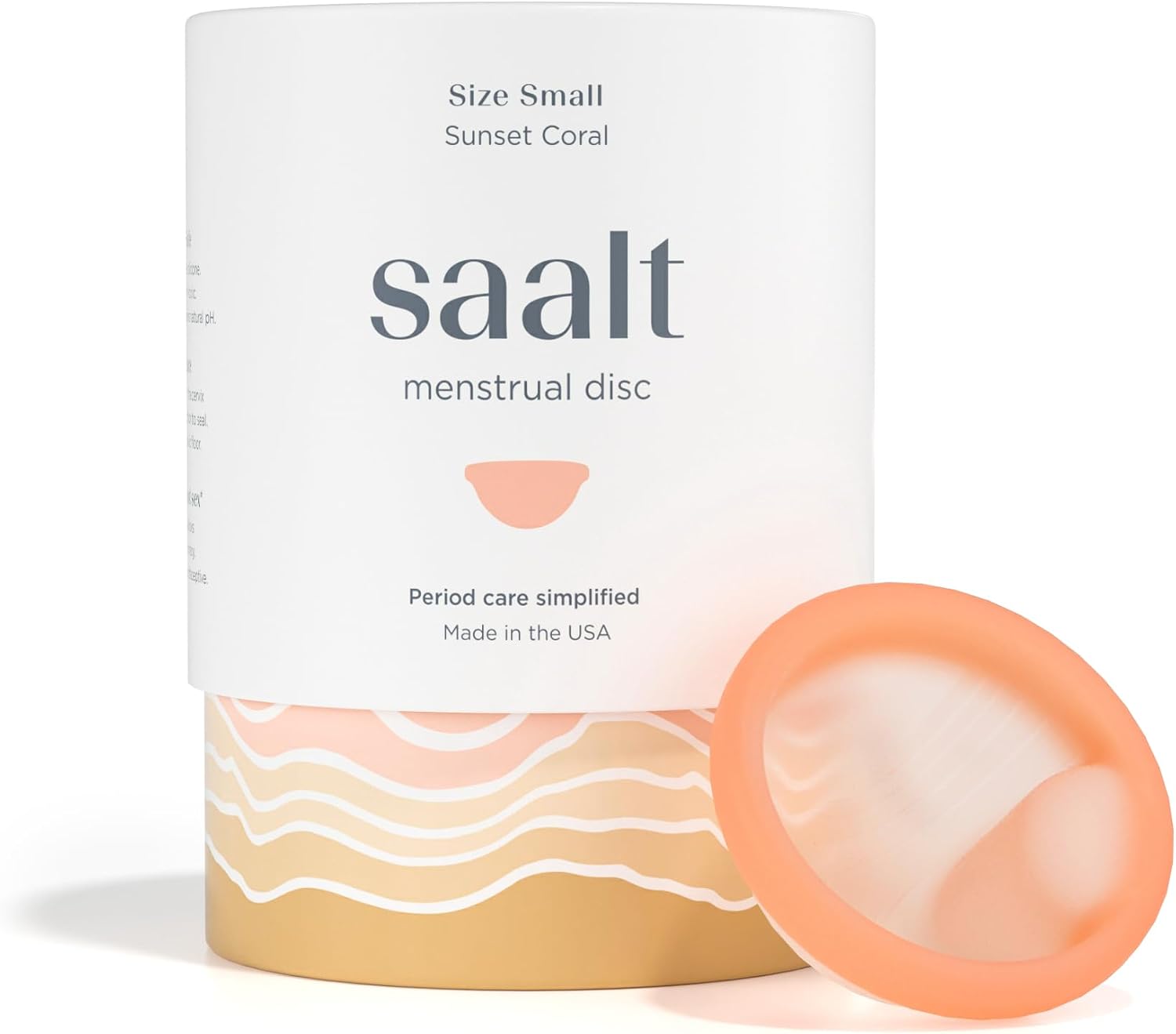 Saalt Menstrual Disc, Reusable Medical-Grade Silicone Period Disc | Removal Notch, Tampon Alternative, Leak-Free Protection Up to 12 Hours, Made in USA, Lasts 10 Years, Coral, Regular