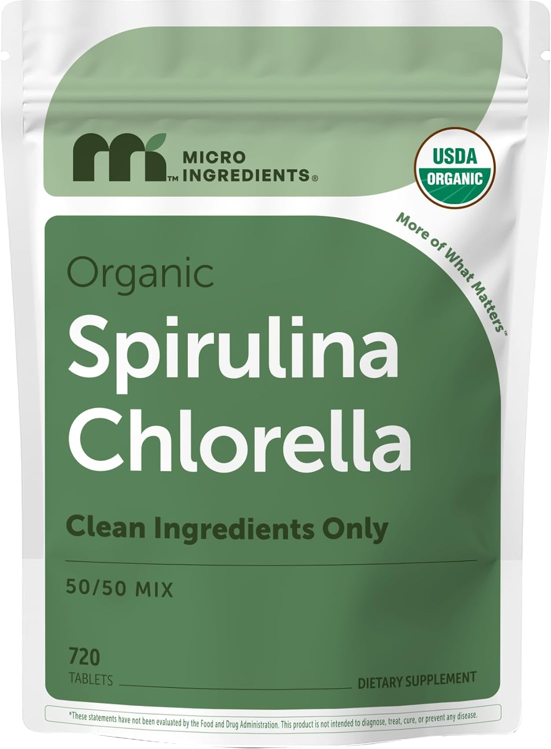 Micro Ingredients Organic Spirulina Chlorella Tablets, 720 Count