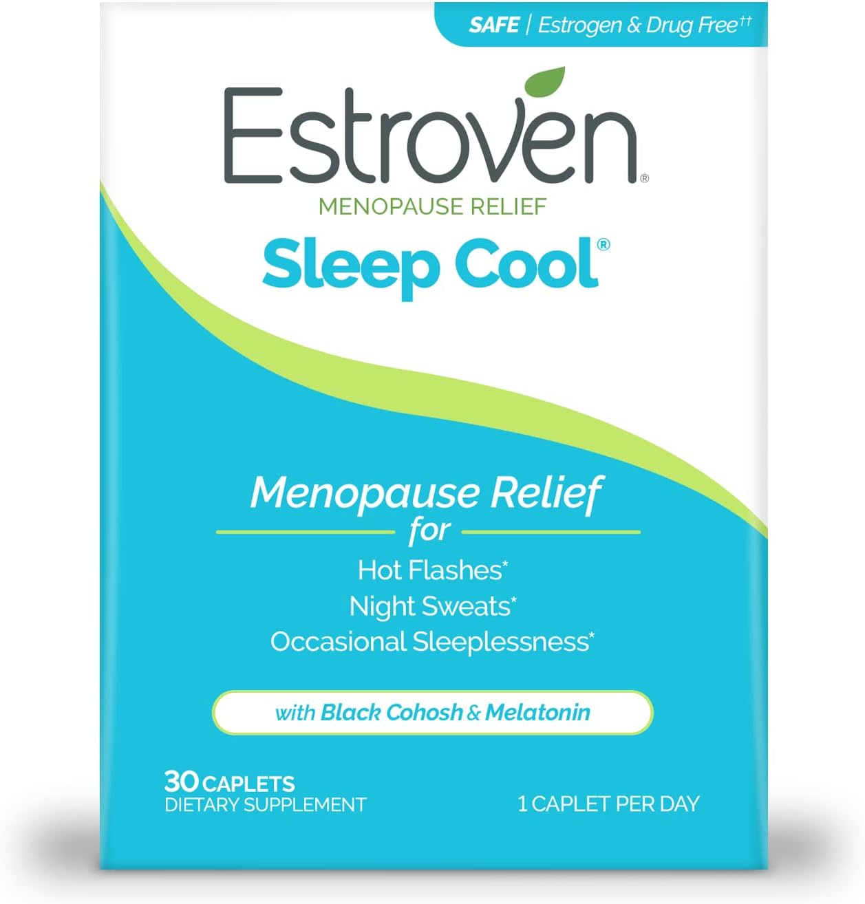 Estroven Sleep Cool for Hot Flash & Night Sweats Menopause Relief, 30 Count