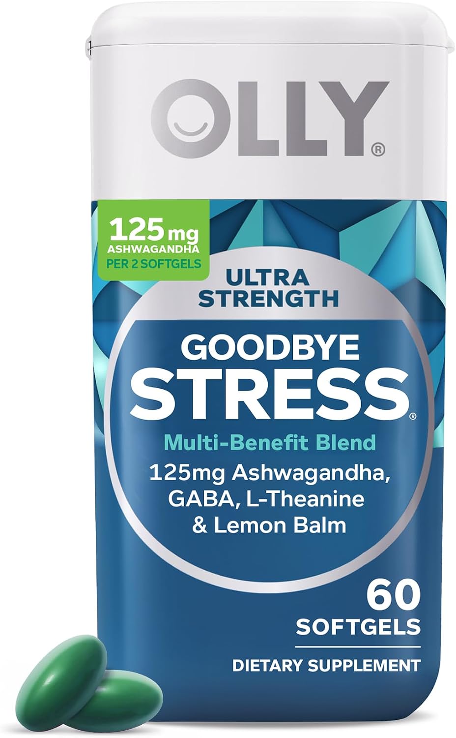 OLLY Ultra Strength Stress Softgels, Stress and Mood Support* – 60 Count