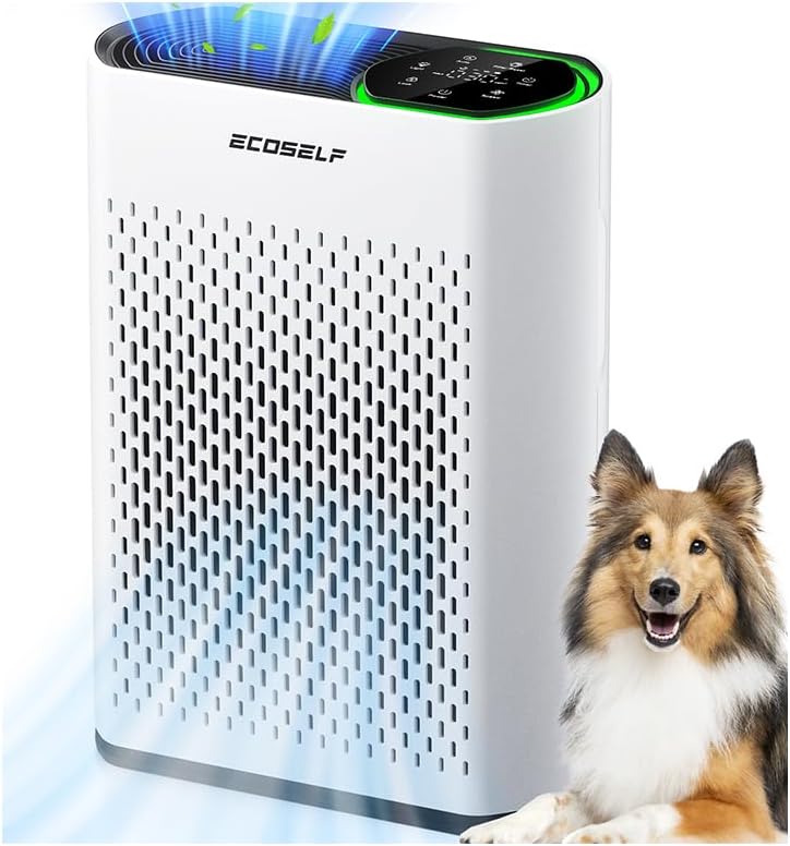 Air Purifier for Large Room, Cleans 2,400 ft² in 30 Mins, 3-Stage True HEPA, 360° Airflow, Large Touch Display Control, Real-Time Air Quality (PM2.5) Display, Ultra-Quiet 20dB Sleep Mode, HAP602 White