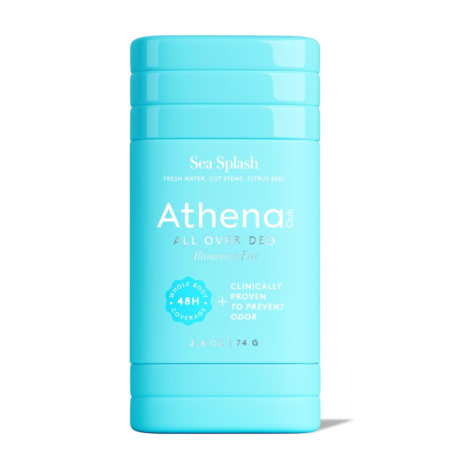 Athena Club Aluminum Free Deodorant Stick For Women, Sea Splash, 2.6 Oz | All Over Deo Natural Deodorant For Women, 48 Hour Odor Protection, Clear Glide, Baking Soda Free Deo, Dermatologist Tested