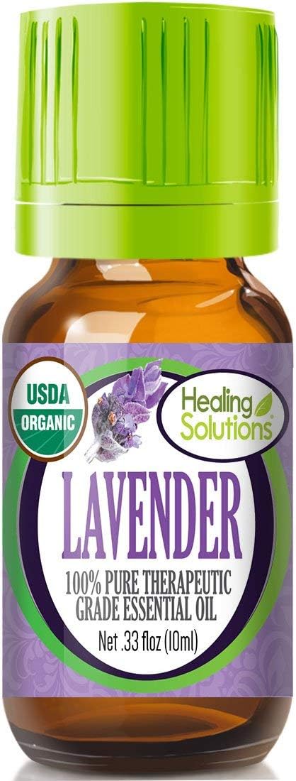 Healing Solutions Organic Lavender Essential Oil 10ml (0.33 fl oz), Undiluted, Pure Lavender Oil for Hair Diffuser, Aromatherapy & Skin, Therapeutic Grade