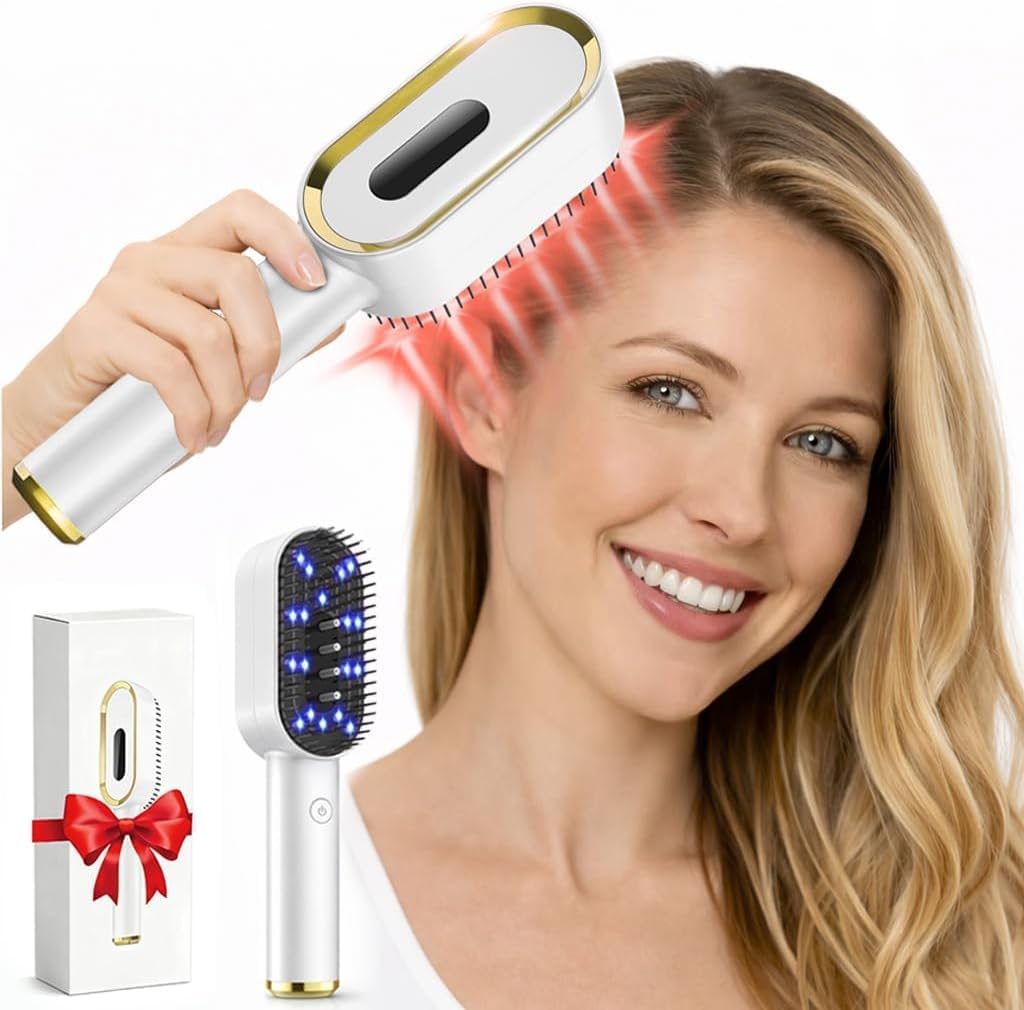 Laser Hair Growth Comb – FDA Cleared 650nm LLLT Red Light Therapy for Thinning Hair Regrowth, Vibrating Scalp Massager Promotes Fuller, Thicker Hair Rechargeable for Men & Women – White