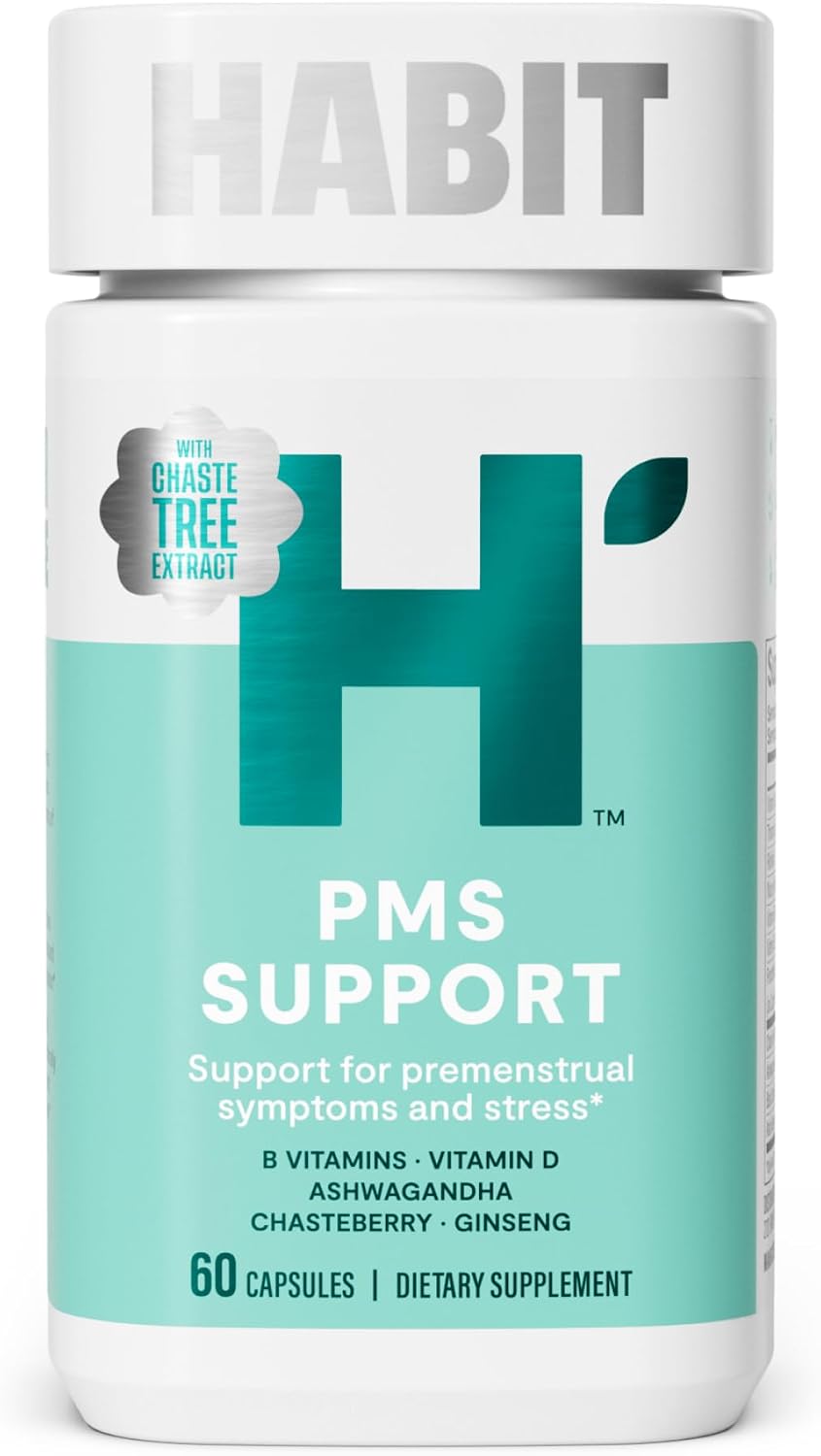 Habit PMS Support Supplement for Women (60 Capsules) – Supports Premenstrual Symptoms & Stress, Hormone Balance, Mood, B Vitamins, Vitamin D, Chasteberry, Ashwagandha, Gluten-Free, Non-GMO (1 Pack)
