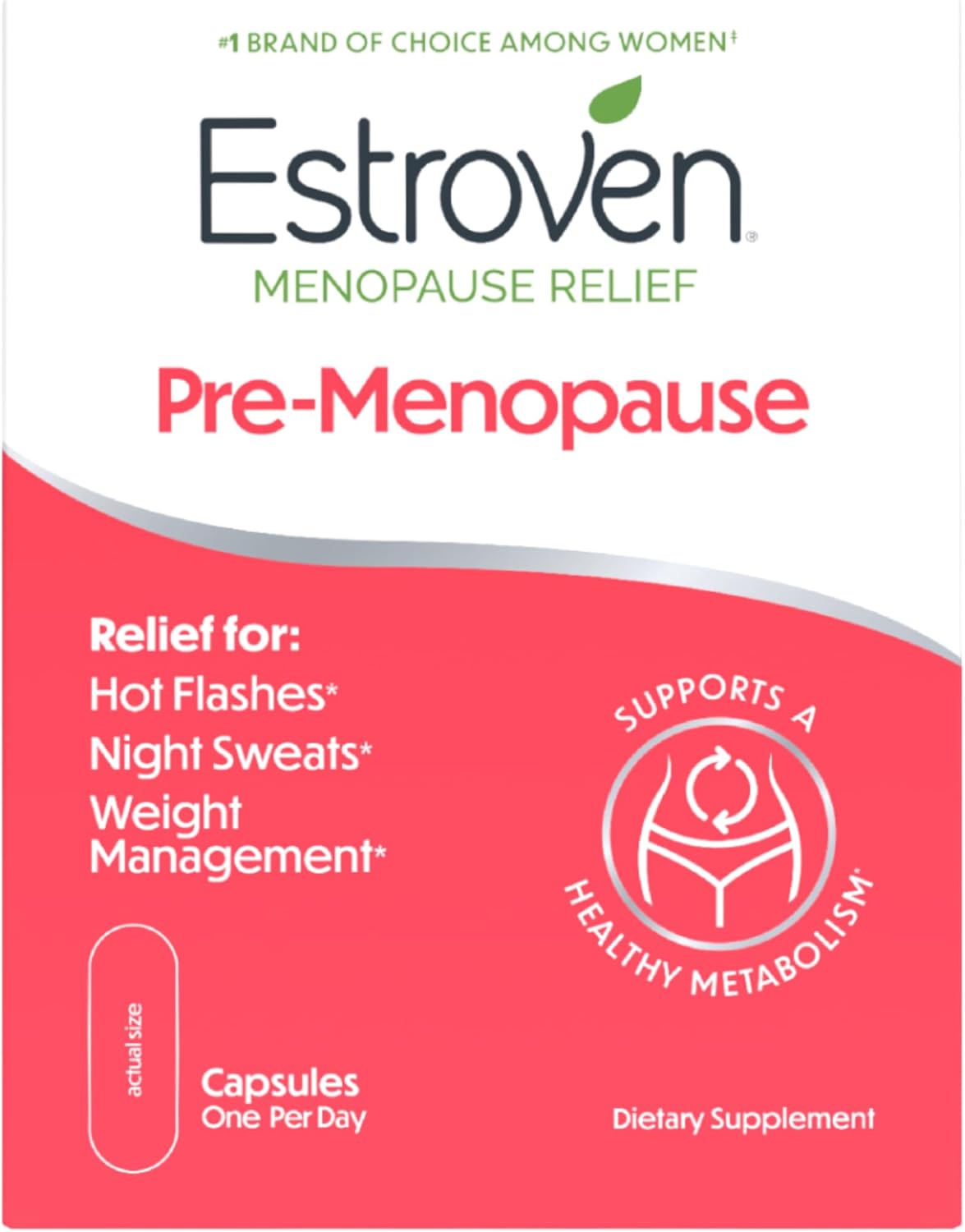 Estroven Perimenopause & Pre-Menopause Supplement for Women, 30 Count | Hormone-free Perimenopause Support for Hot Flash & Night Sweats, Weight management*, Drug-free, Black Cohosh, Cissus, 1 Daily