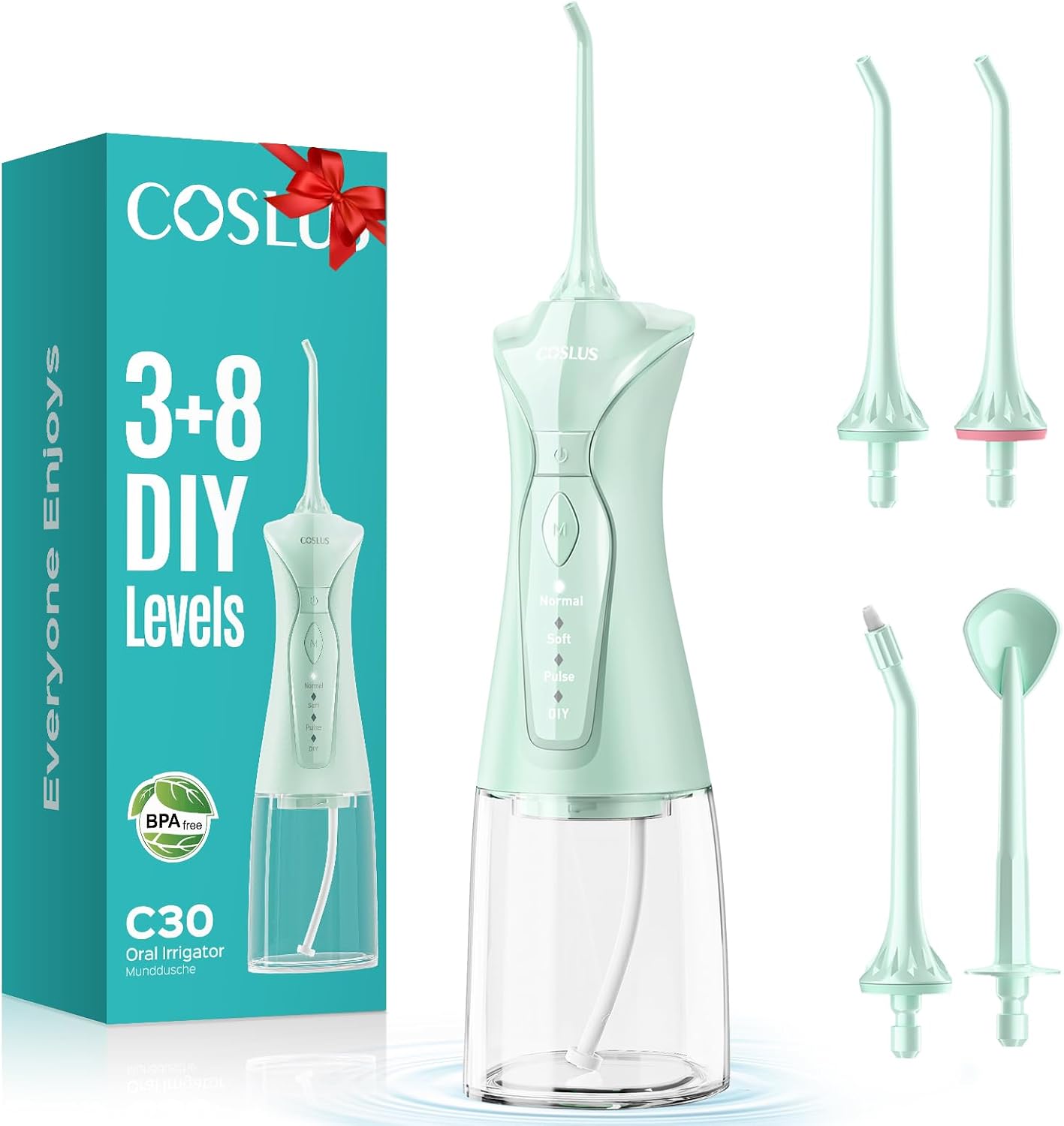 COSLUS C30 Portable Water Dental Flosser Pick Teeth, Upgraded DIY Mode