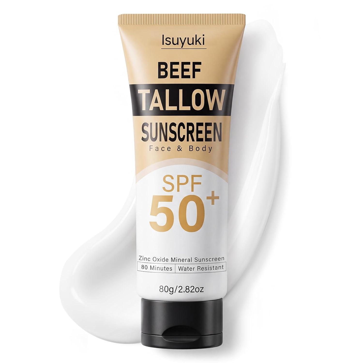 Mineral Sunscreen with Zinc Oxide SPF 50, Natural Beef Tallow Sunblock, 80G