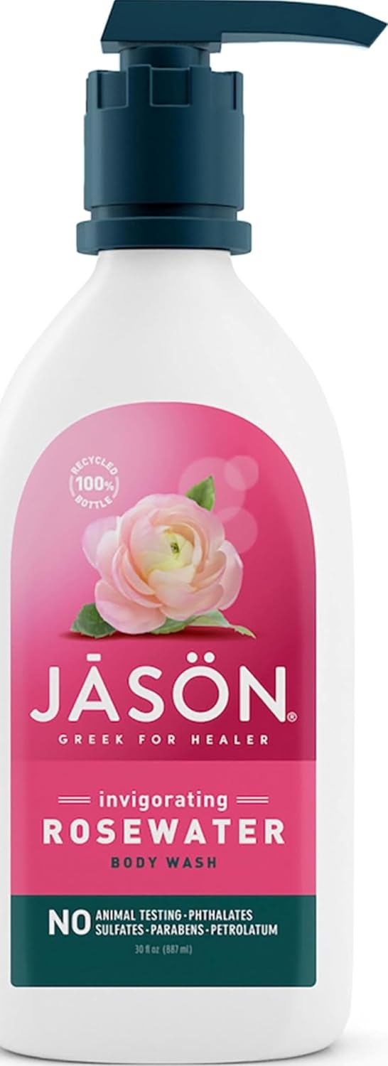 JASON Rosewater Invigorating Body Wash Women/Men, For a Gentle & Clean Feel, 30 Fluid Ounces