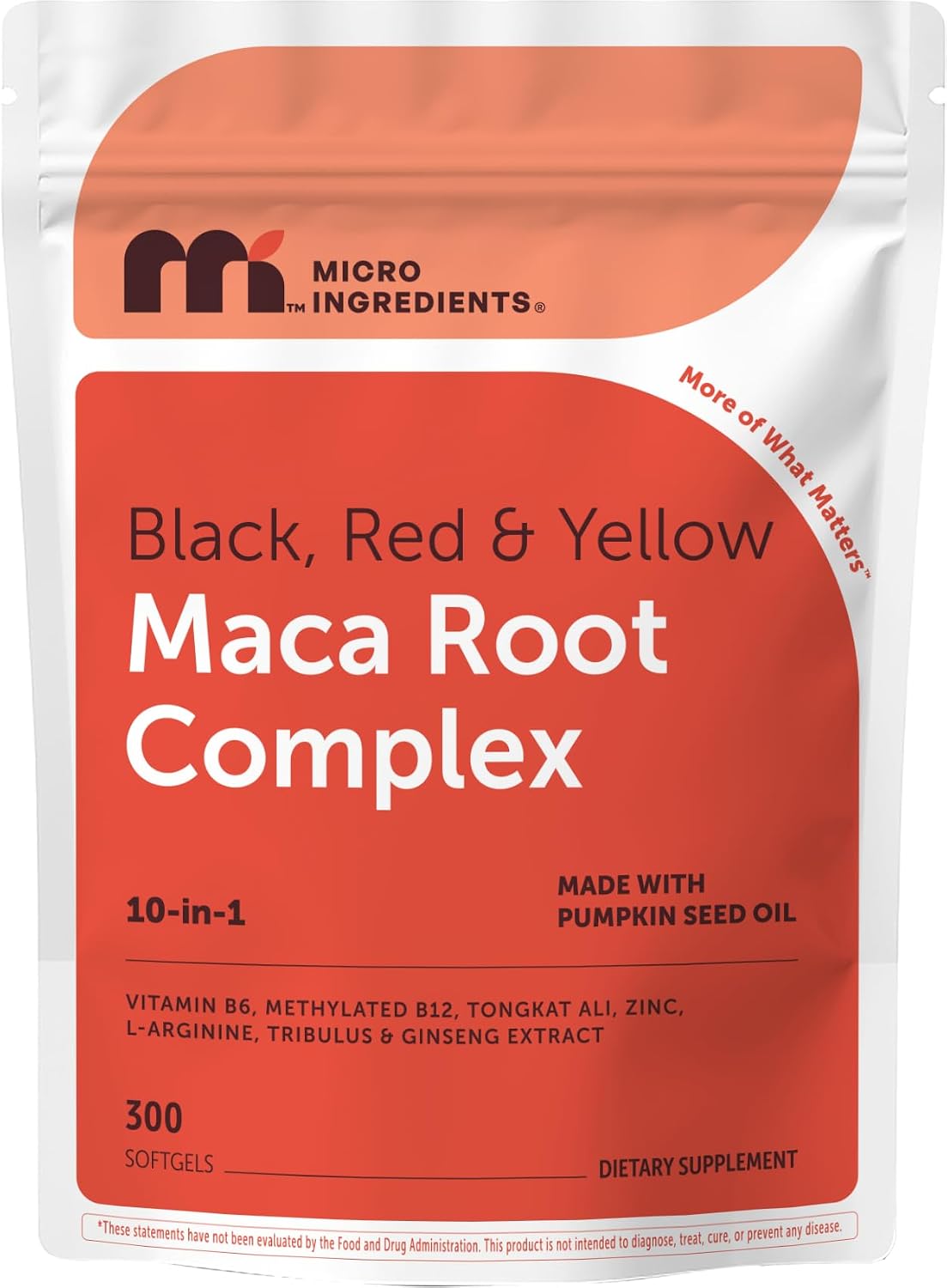 Micro Ingredients Maca Root Complex for Women & Men, 300 Softgels | Black, Red, & Yellow Maca | 10-in-1 with Tongkat Ali, Ginseng, Tribulus, & Fenugreek | Made with Pumpkin Seed Oil | Non-GMO
