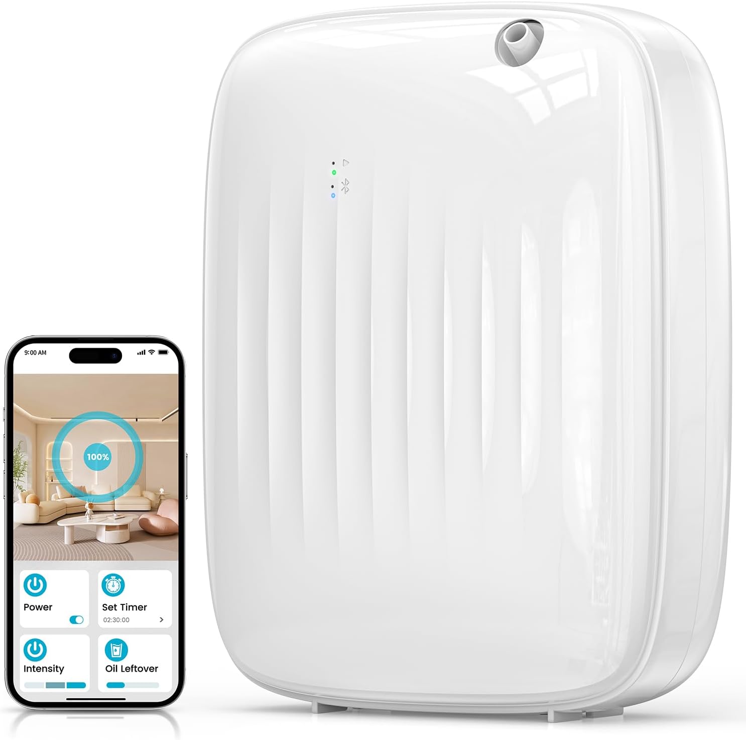 Ziweo Waterless Essential Oil Diffuser Up to 3000sq.ft Whole-Home Scent | Cold Air Diffuser for Home Office Hotel, App & One-Click Preset Panel Control, Easy to Operate, Quiet, Wall Amount – 400ml