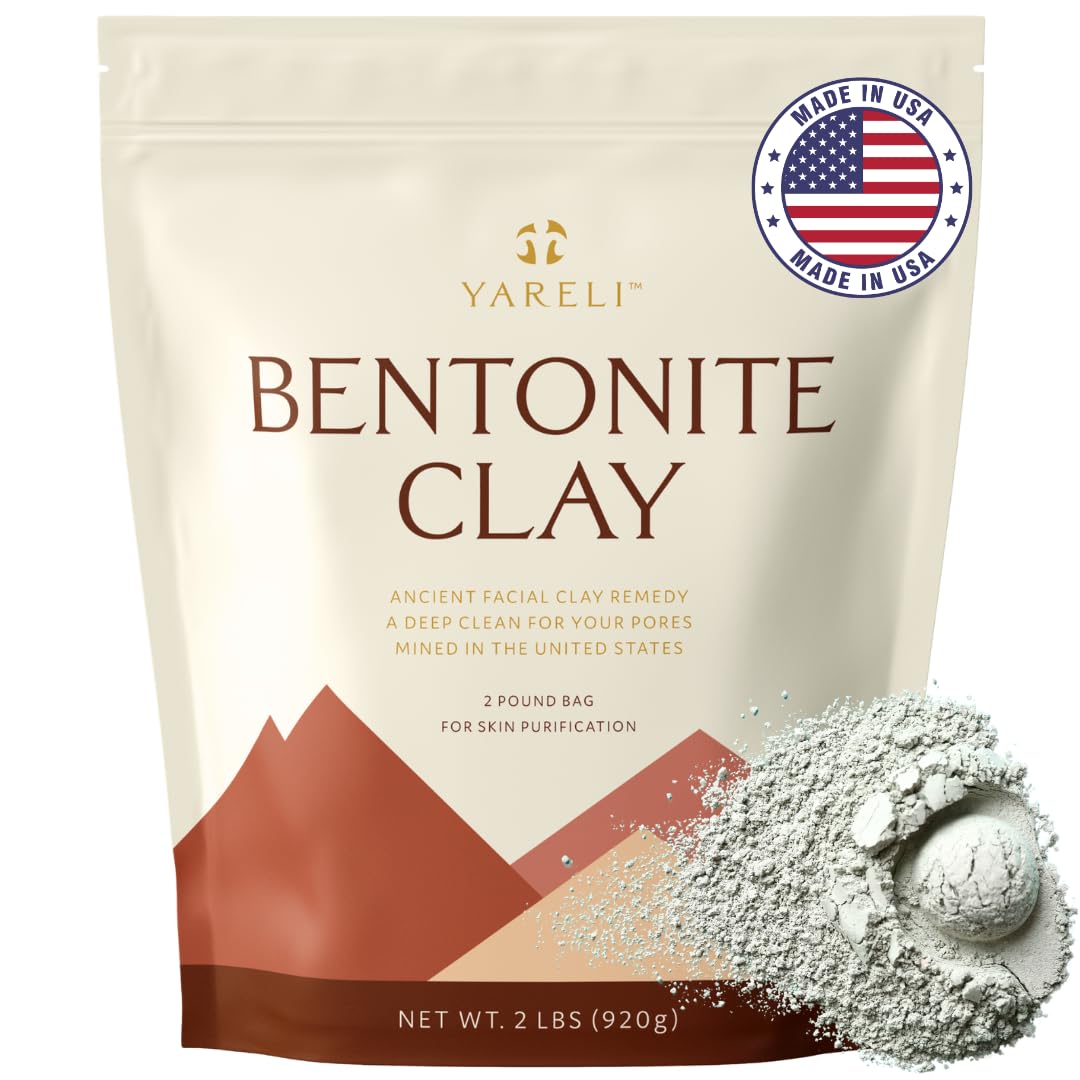YARELI Bentonite Clay Powder Facial Mask & Detox Bath, Indian Healing Clay – 2lb