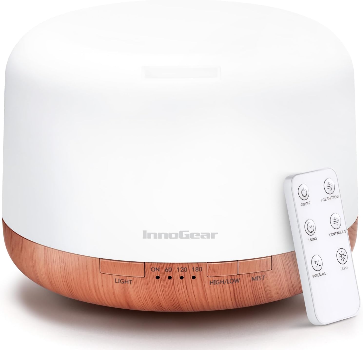 InnoGear 500ml Essential Oil Diffuser for Home Cool Mist Humidifier, Yellow | Aromatherapy, Remote Control, Ultrasonic, Run up to 18hrs, Adjustable Timer, 7 Colors, Large Room, Automatic Shut-Off, Quiet