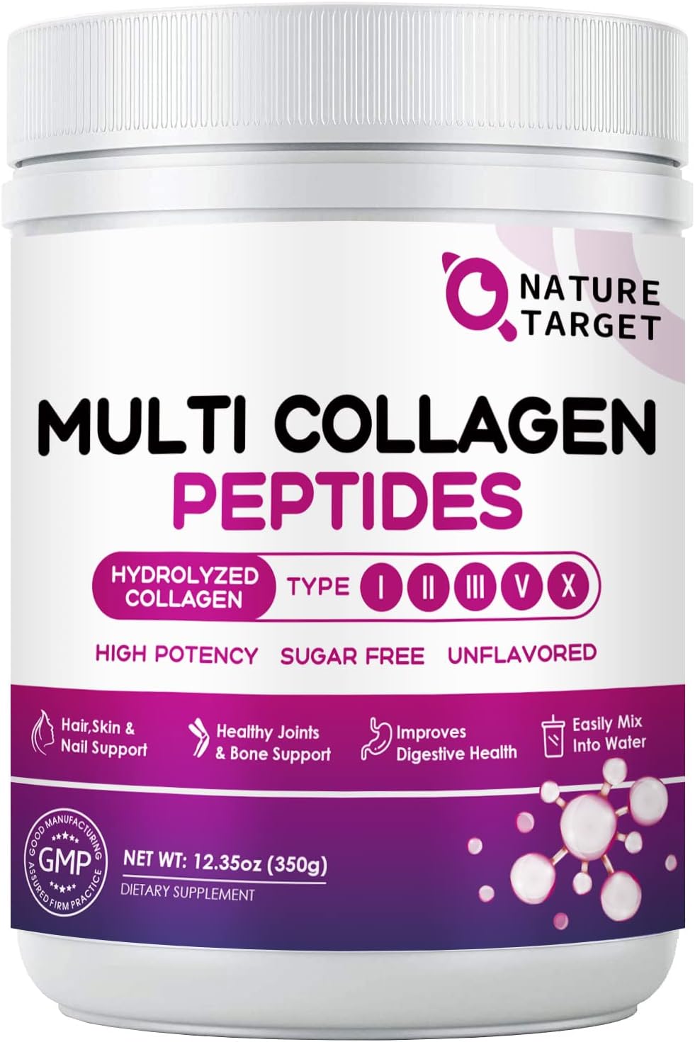 NATURE TARGET Multi Collagen Peptides Powder, 35 Servings