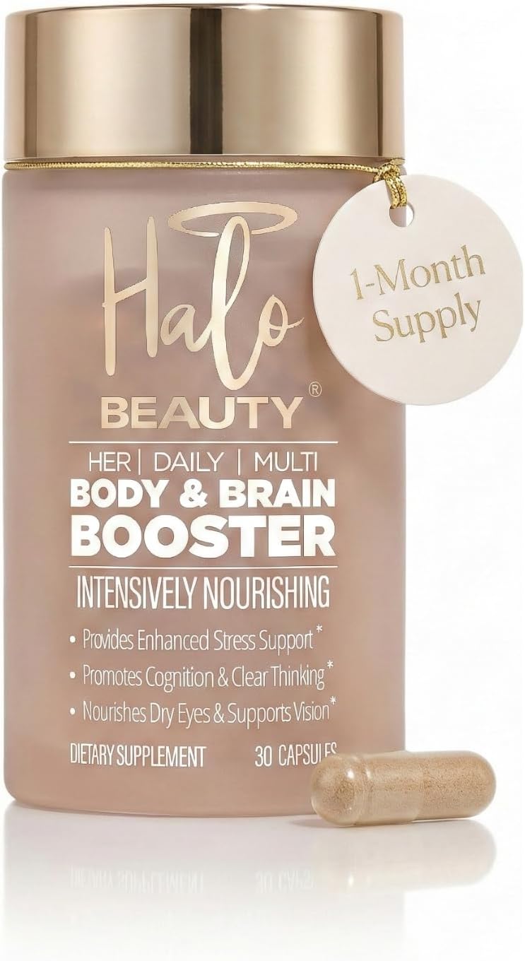 Halo Beauty Her Daily Multi | Women’s Multivitamin Supplement | Daily Energy, Mental Clarity, Brain & Overall Wellness Support with B6, D3 & Zinc | Vegan Daily Capsules | 1-Month Supply
