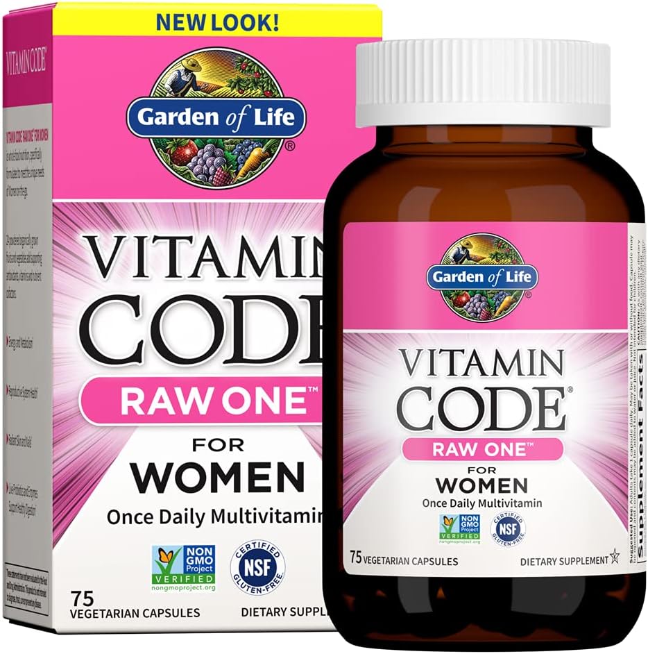 Garden of Life Vitamin Code Raw One for Women, Once Daily Women’s Multivitamin – 75 Capsules, One a Day Vitamins Whole Food Iron, Probiotics for Digestive Health, Gluten Free Vegetarian