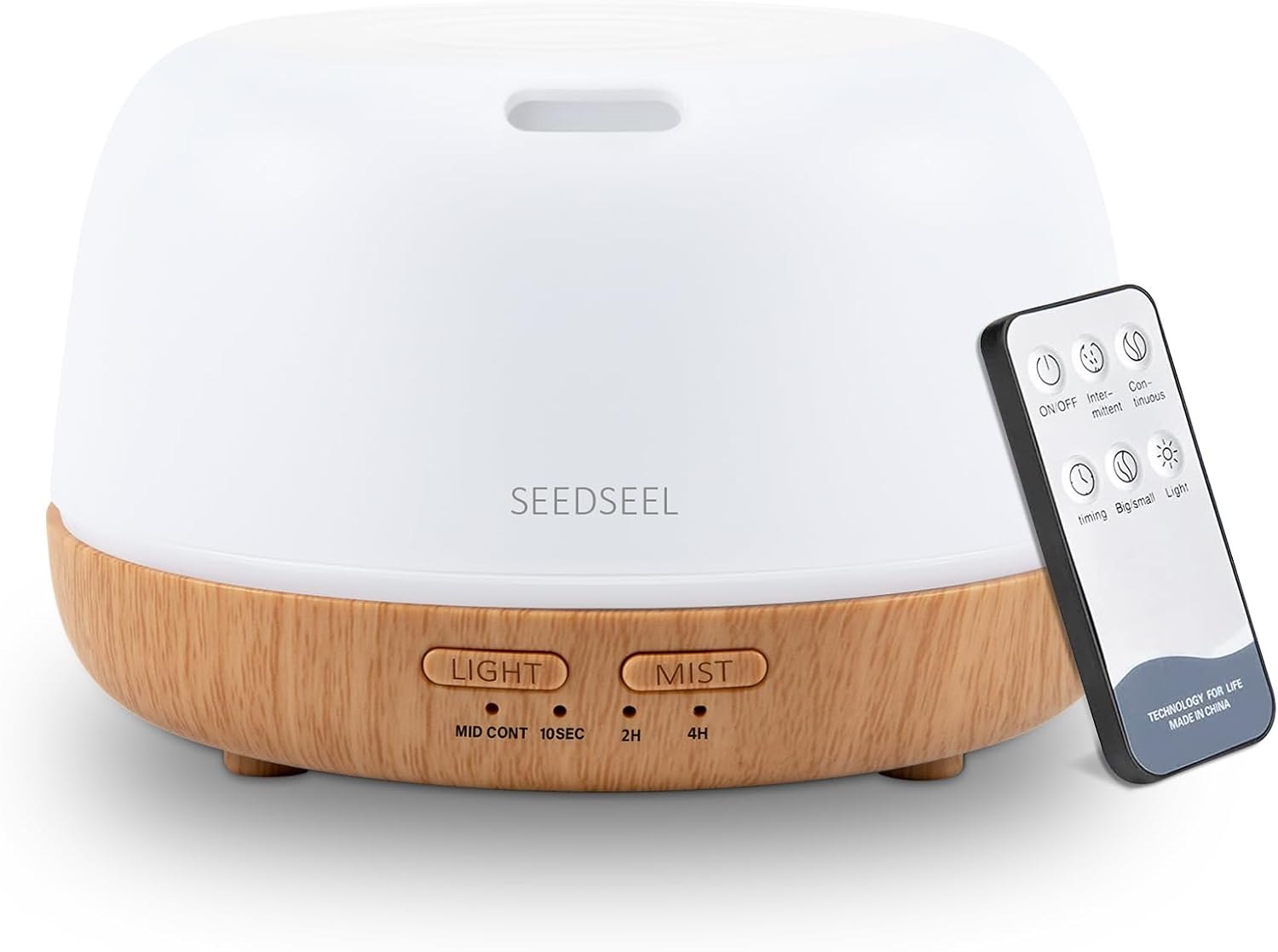 SEEDSEEL 300ML Essential Oil Diffuser with 7-Color LED Lights and Remote Control, Modern Minimalist Design, High-Efficiency Ultrasonic Mist Aromatherapy Diffuser for Home