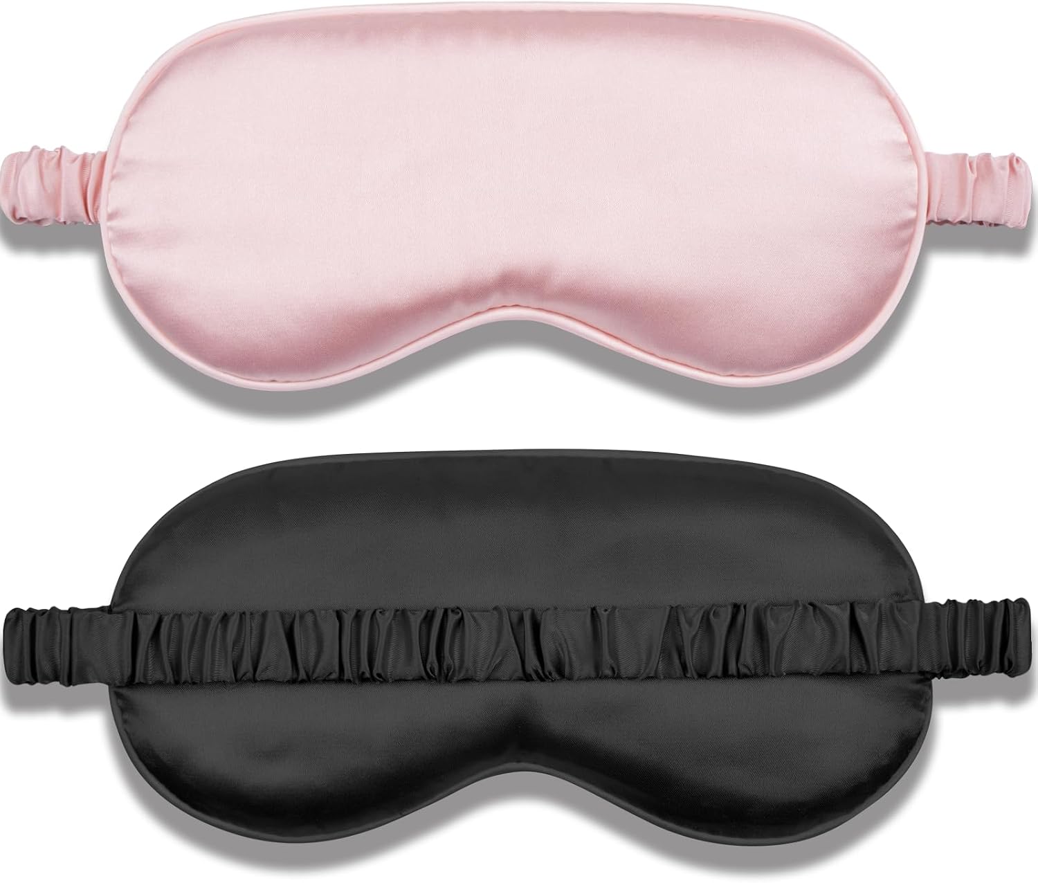 Amrules 2 Pack Silk Sleep Mask Set Adjustable, Blush Pink & Black