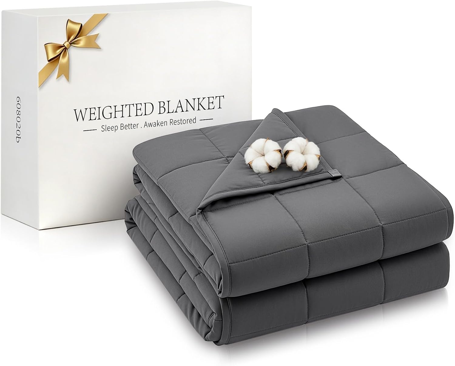 RJOP Cooling Weighted Blanket for Adults (5lbs, 41″x60″) Heavy Blanket with Premium Glass, Queen Size Perfect for 190-210 lbs, Soft Breathable, Dark Grey