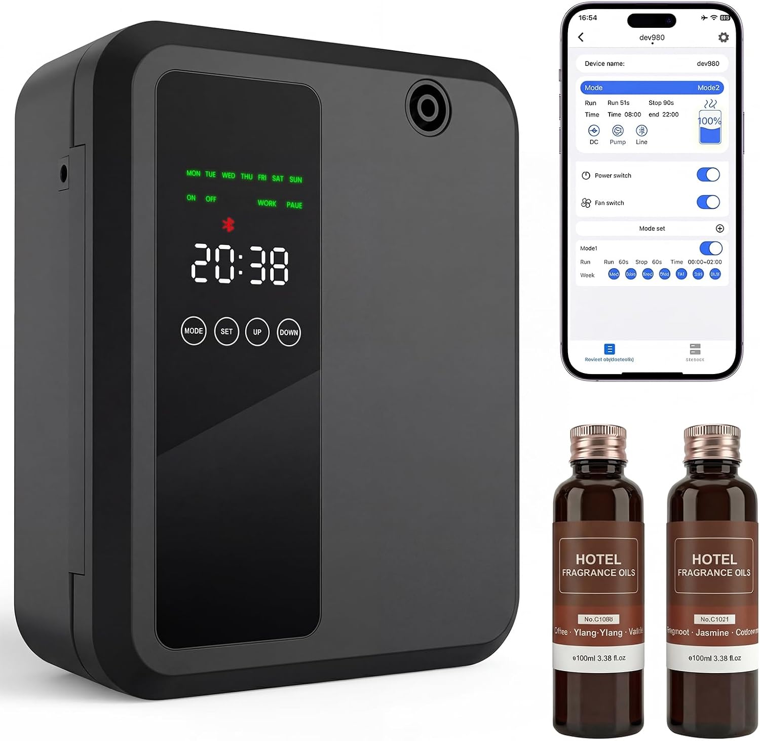 Waterless Essential Oil Diffuser for Large Room, 500ml Hotel Scent Diffuser | Cold Air Scent Machine, Covers Up to 3500 Sq Ft, Smart App Control, Wall Mounted, Fragrance Diffuser for Office Spa Home