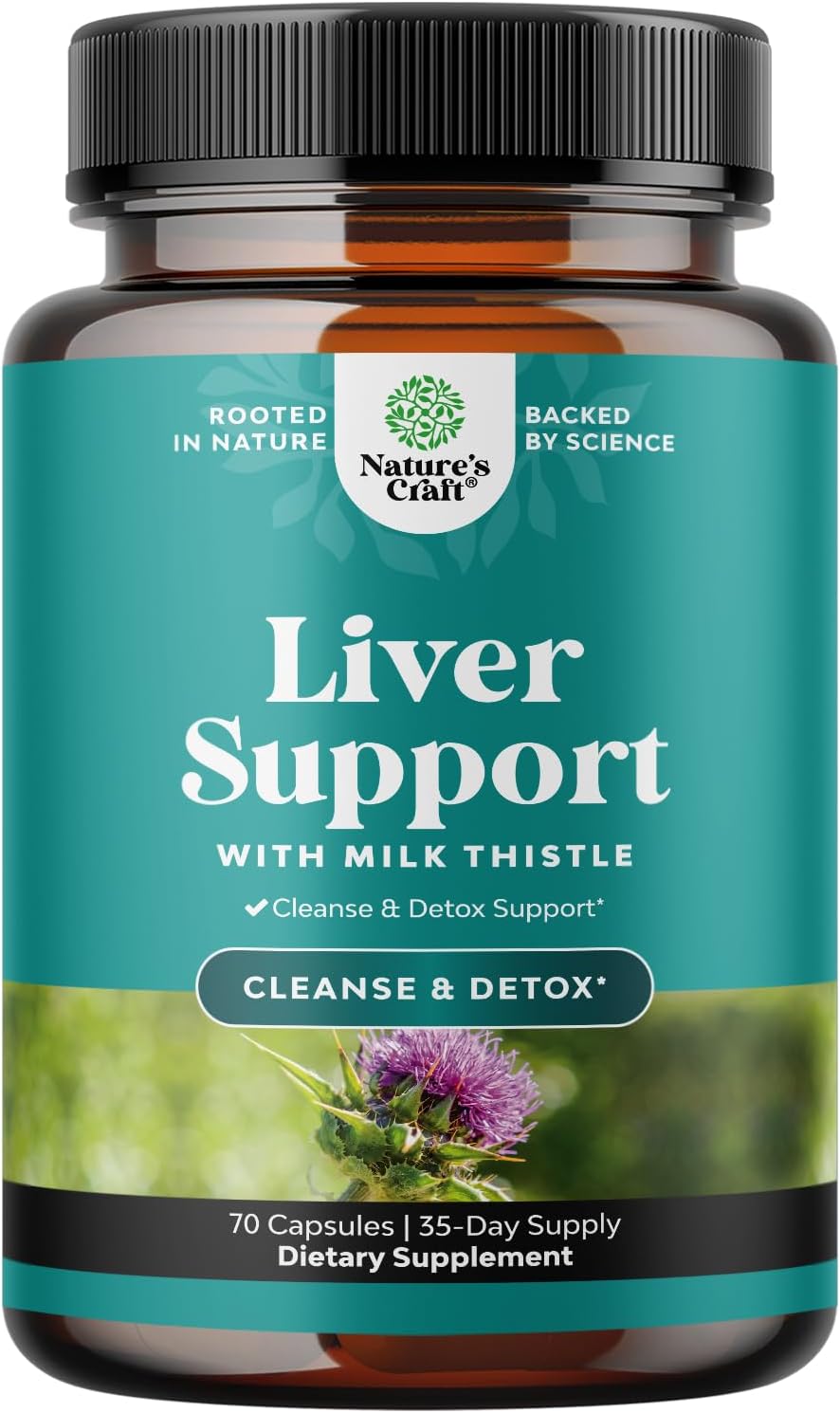 Liver Cleanse Support – Milk Thistle Supplement with Choline – 70 Count