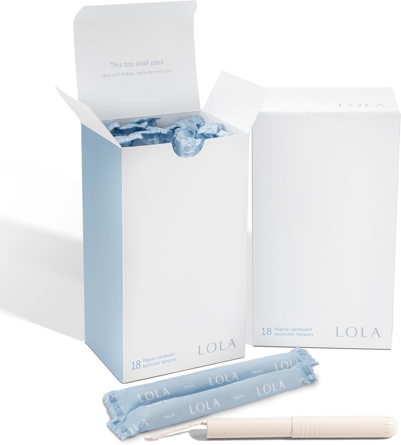 LOLA 100% Organic Cotton Tampons with Cardboard Applicator, Regular | 36 Count (2 Packs of 18), Period Feminine Hygiene Products, HSA FSA Approved Products, Feminine Care