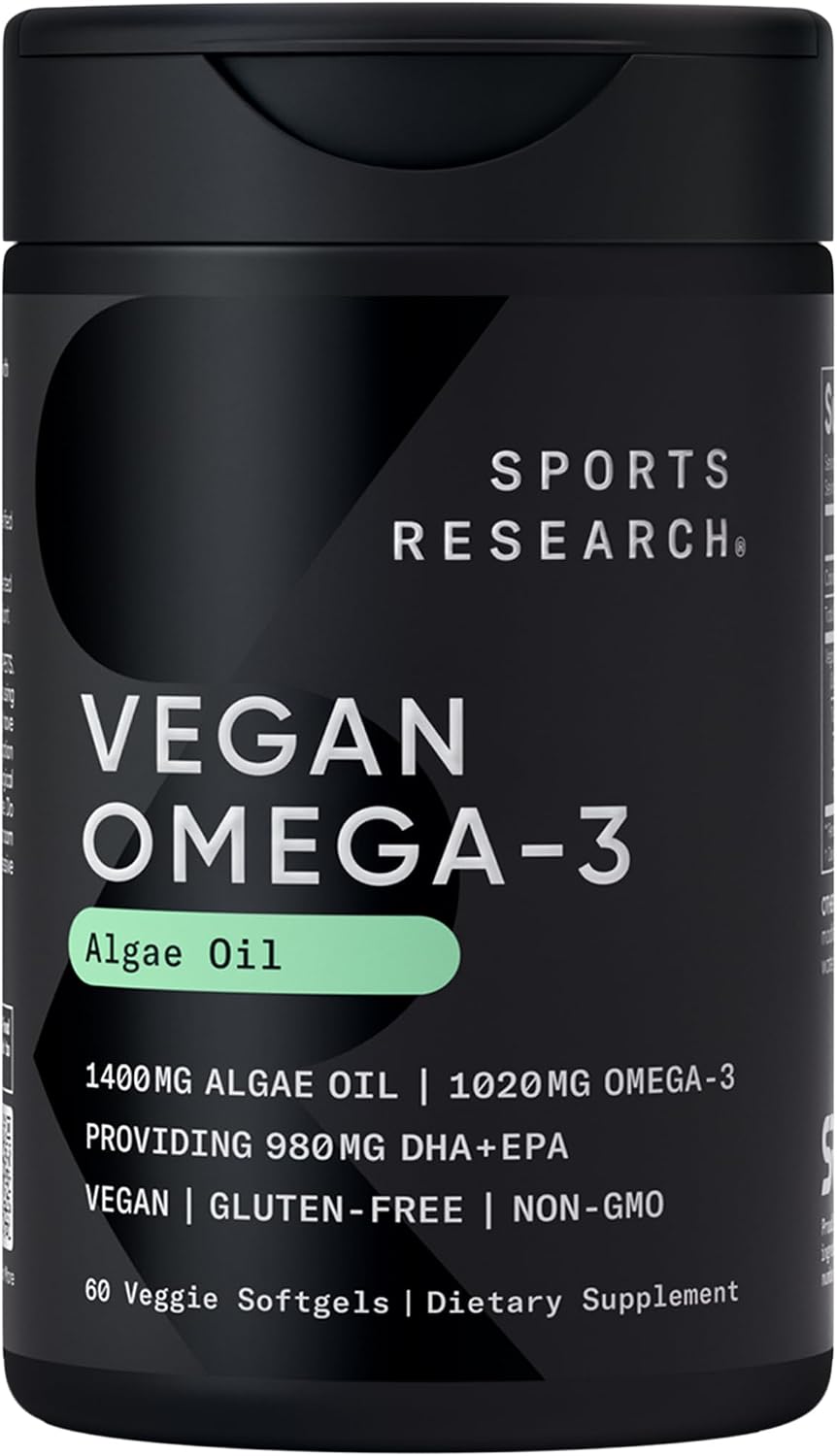 Sports Research® Vegan Omega-3 Algae Oil 1040mg, 60 Count Plantgels™