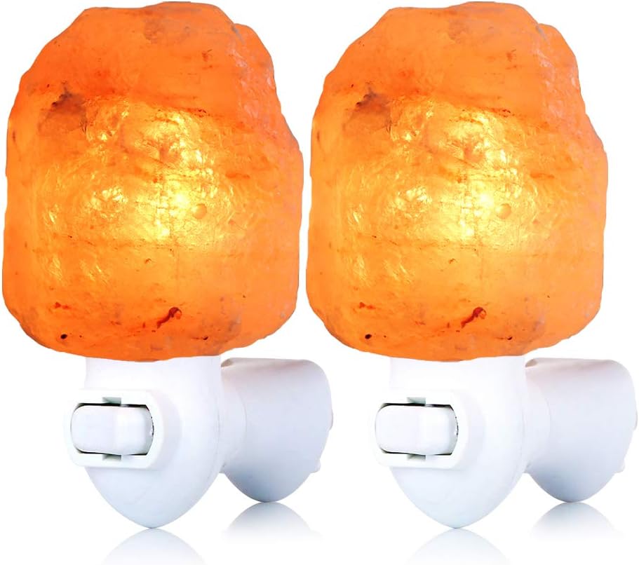 pursalt Himalayan Salt Lamp Night Light Plug-in, Pink Crystal Rock, 2-Pack
