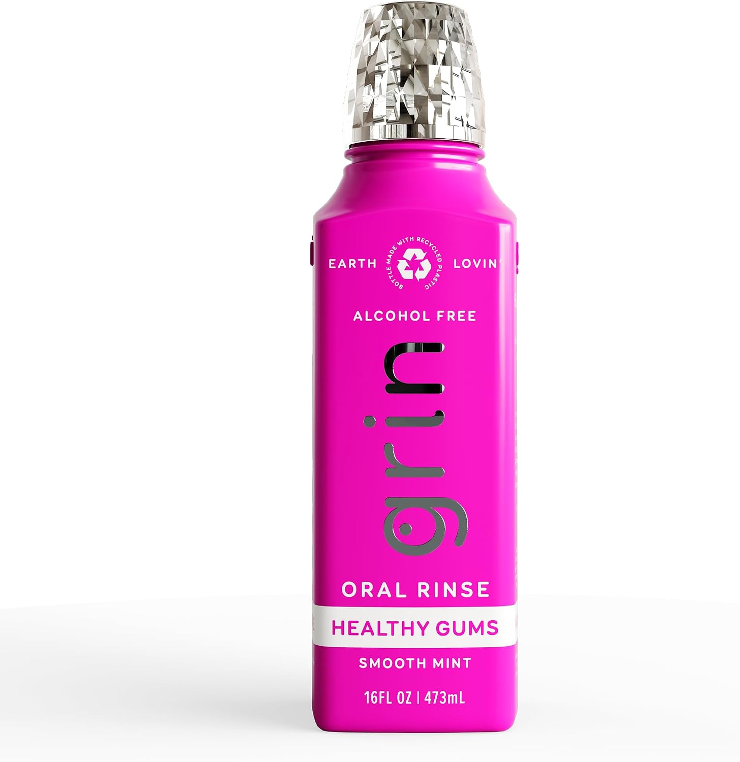 Grin Healthy Gums Oral Rinse, 16 Fl Oz, Fresh Breath Mouthwash, Smooth Mint Flavored, Alcohol-Free