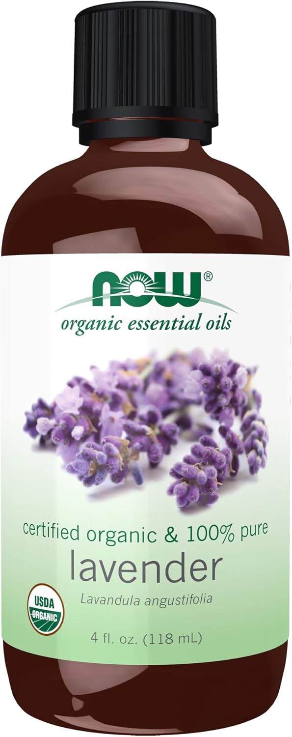 NOW Essential Oils, Organic Lavender Oil, Steam Dist., Undiluted, 4 fl. oz