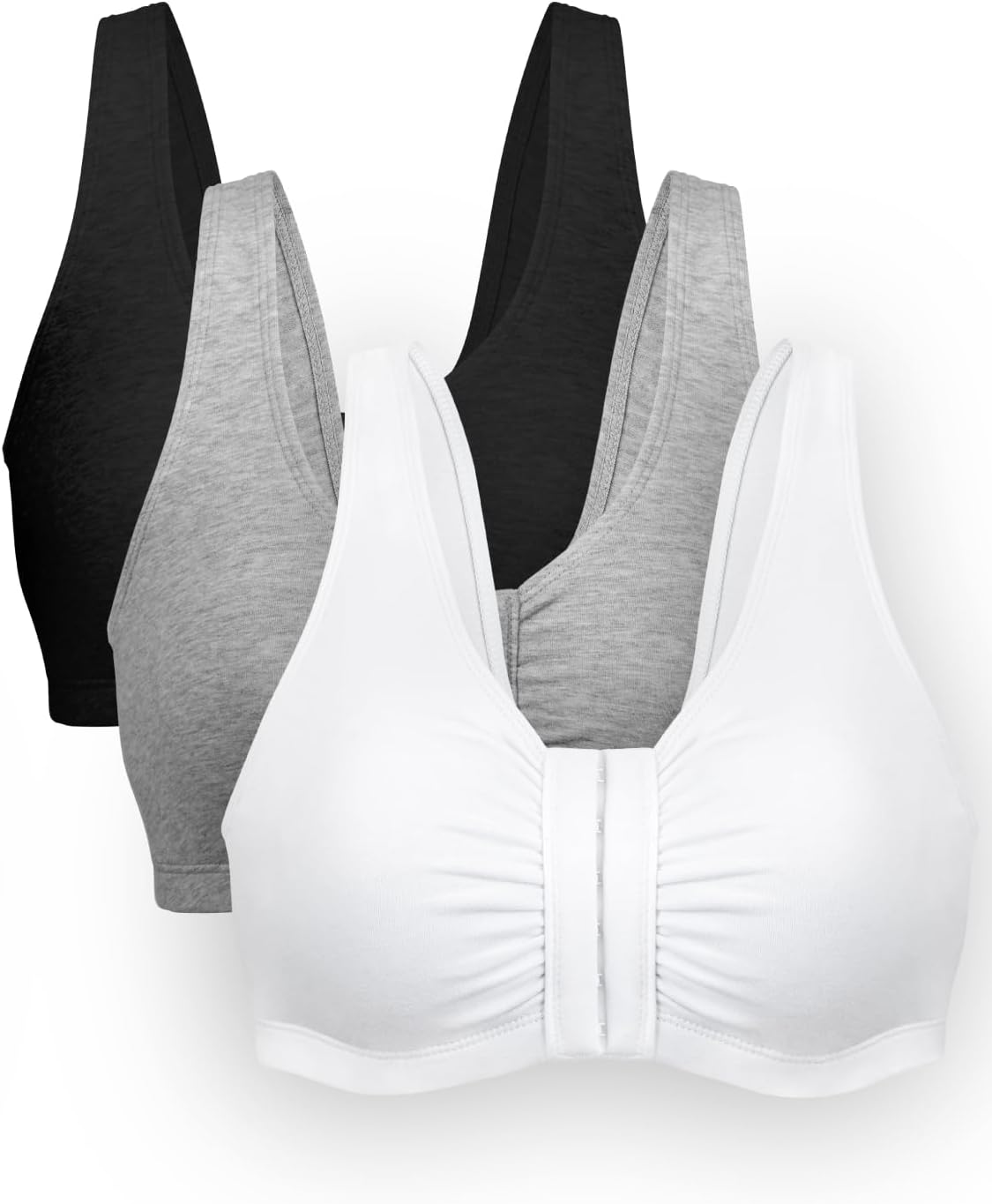 Bestform 5006014 Comfortable Unlined Wireless Cotton Stretch Sports Bra with Front Closure