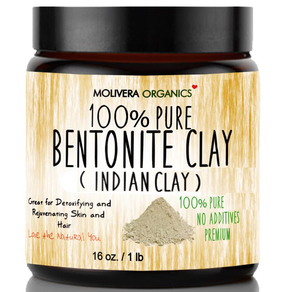 Molivera Organics Premium 1 lb Bentonite Clay Pure, Natural Detoxifying Clay for Face Masks, Hair Care & More – Best Healing Clay – USA Made