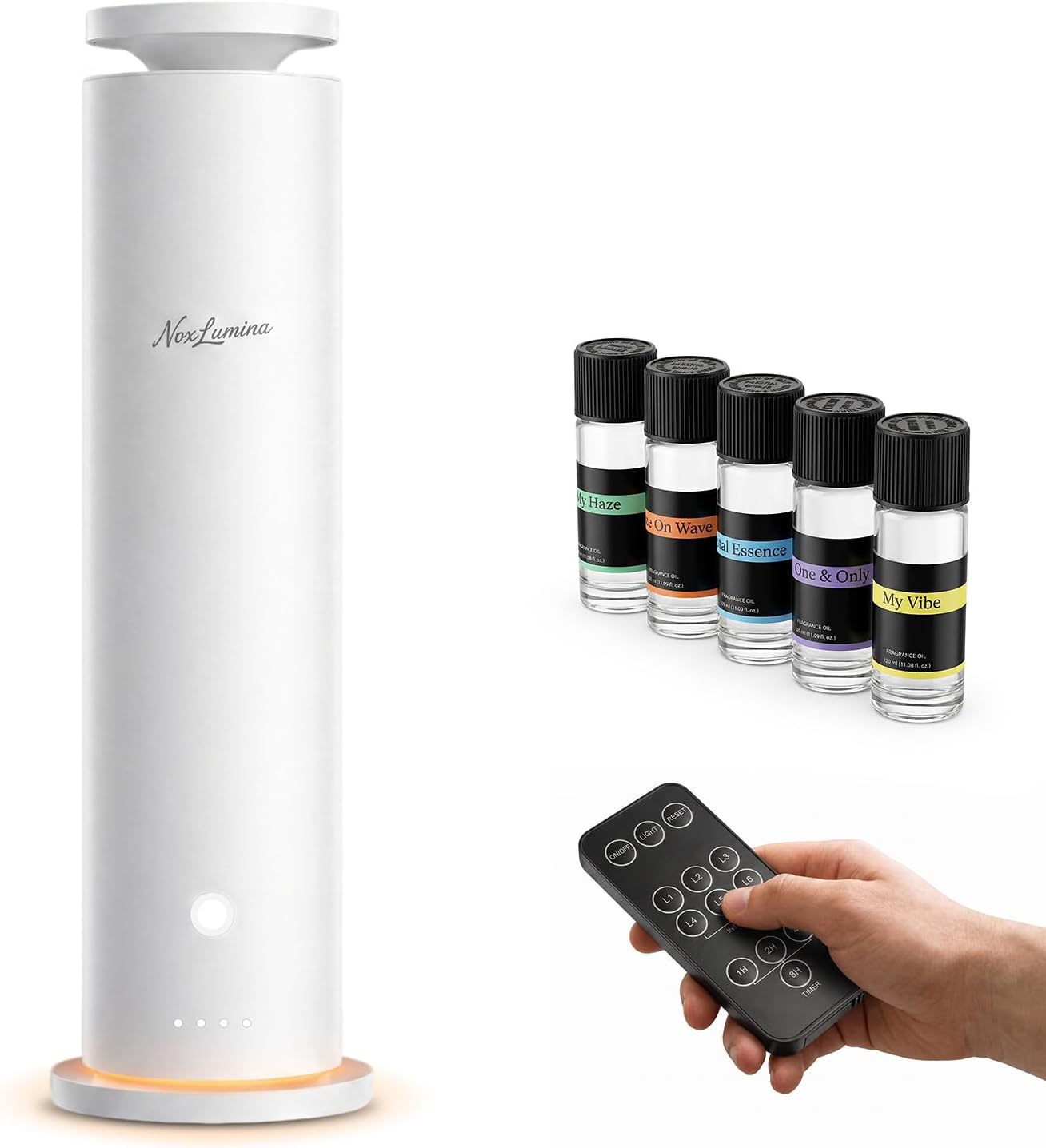 Waterless Diffuser Pro with 5 Scent Oils, Luxury Hotel-Class Essential Oil Diffuser Aromatherapy Machine with 1500 Sq Ft Cover, 6 Mist, 4.06Oz Diffusers for Home Large Room Hotel SPA – White