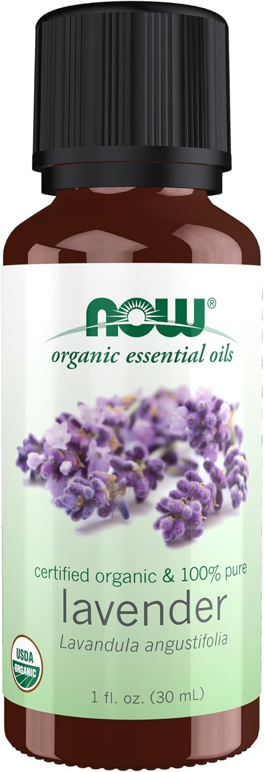 NOW Essential Oils, Organic Lavender Oil, Steam Dist., Undiluted, 1 fl. oz