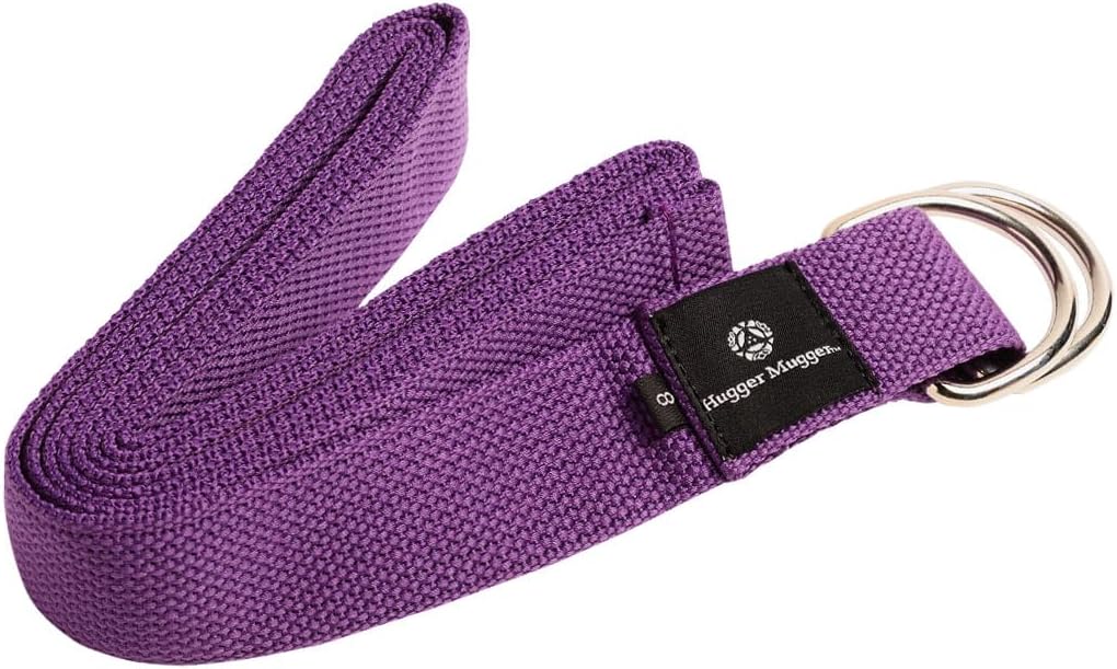Hugger Mugger D-Ring Cotton Yoga Strap – Super Strong Cotton, Metal D-Ring Buckle, Multiple Lengths Available