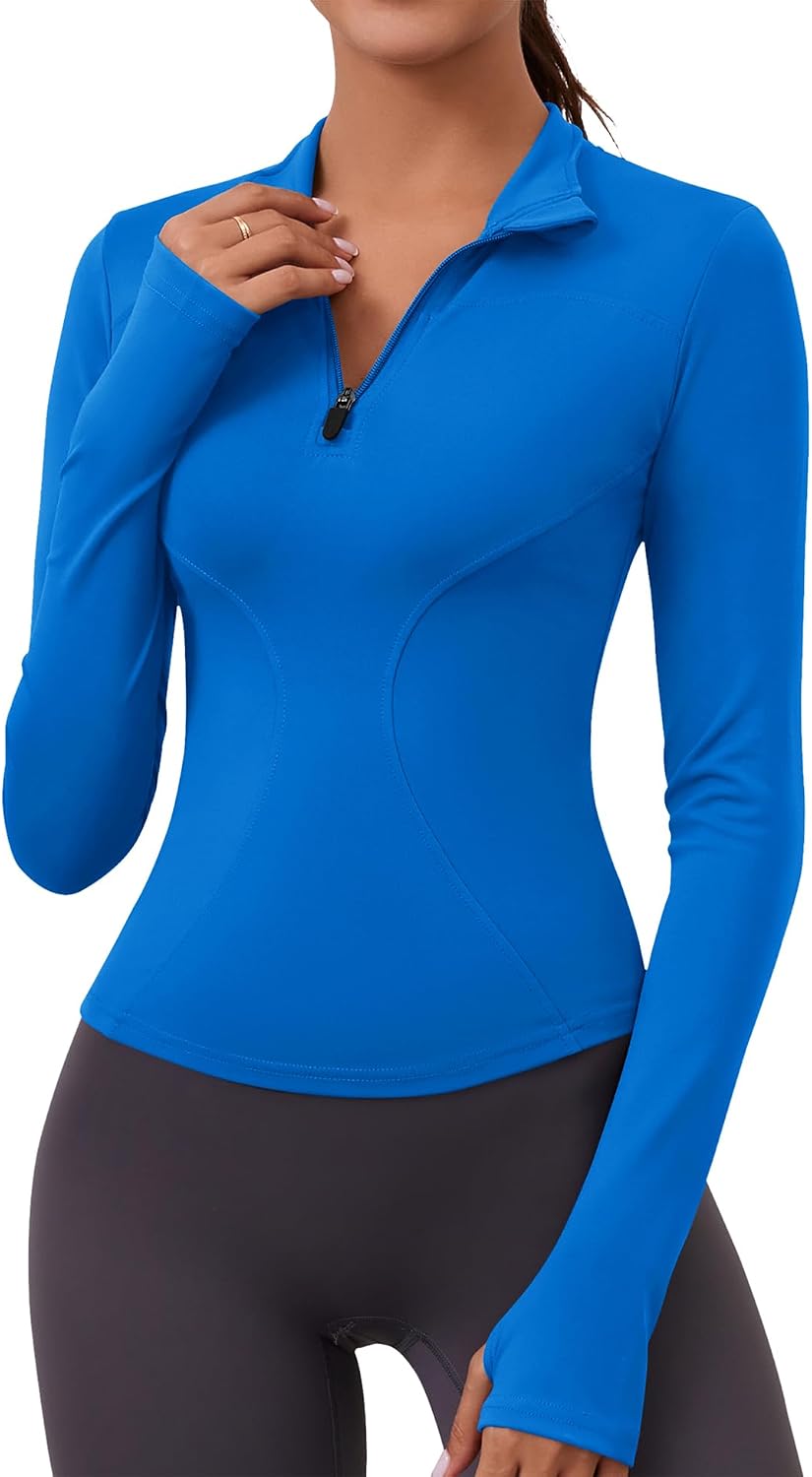 LOMON Womens Long Sleeve Workout Tops Quarter Zip Pullover