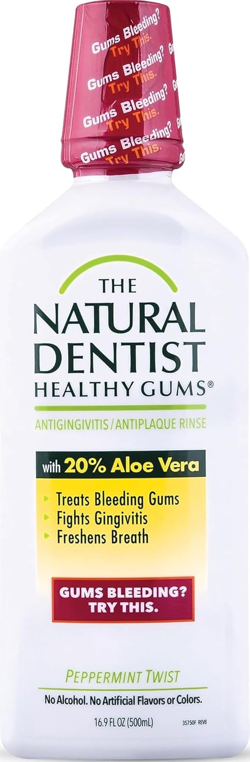 The Natural Dentist Peppermint Twist Mouthwash, No Alcohol & No Fluoride, Plant-Based Daily Rinse that Refreshes & Comforts the Mouth, 16.9 fl oz