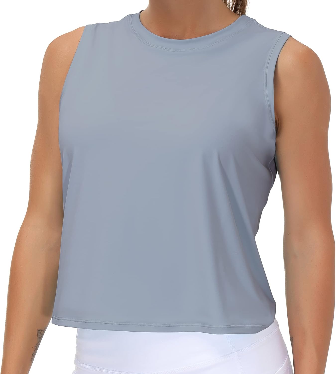THE GYM PEOPLE Ice Silk Workout Tops for Women Quick Dry Muscle Gym Running Shirts Sleeveless Flowy Yoga Tank Tops