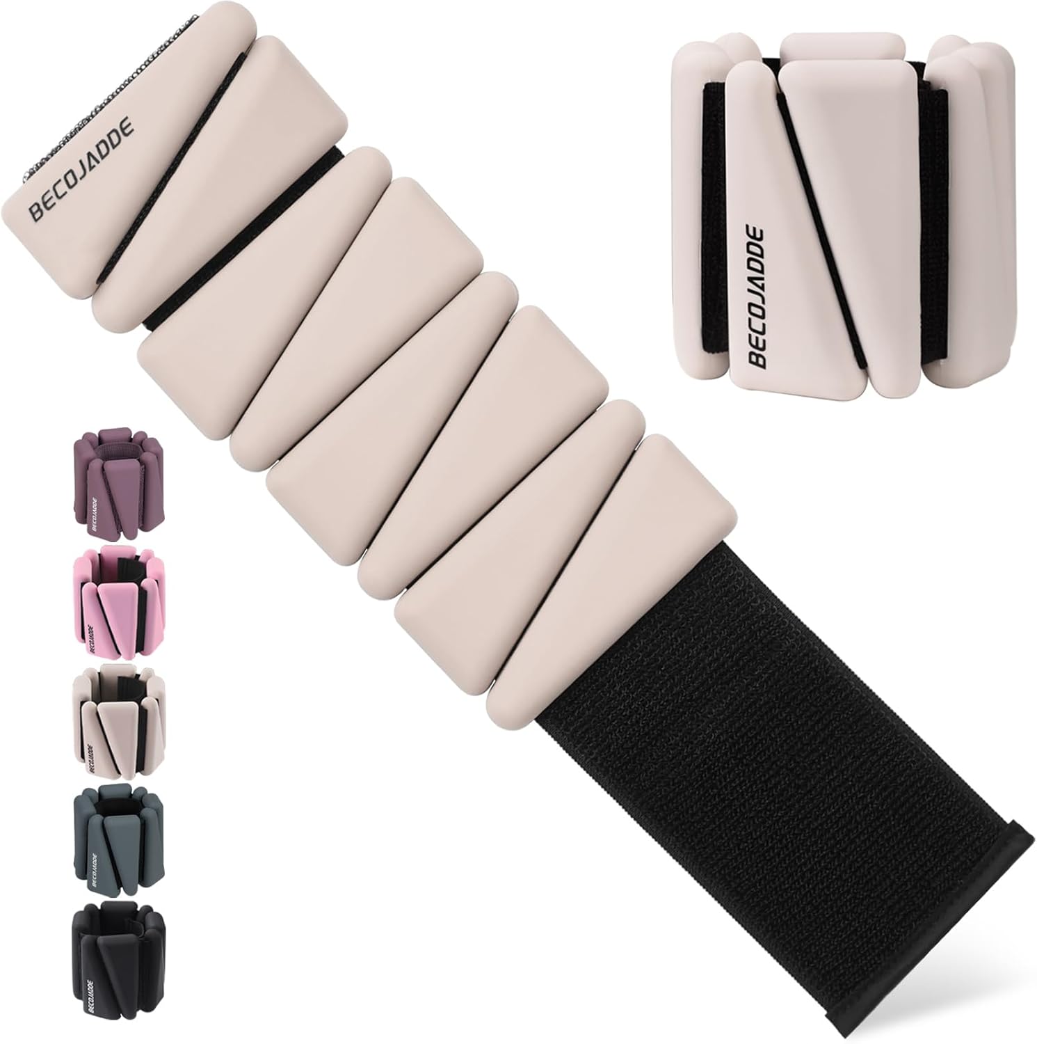 BECOJADDE Ankle Weights Set of 2 (1 lb/2 lb/3 lb Each) Adjustable Wrist Weights for Women Men Wearable Arm Leg Weight for Pilates, Running, Walking, Workout, Yoga