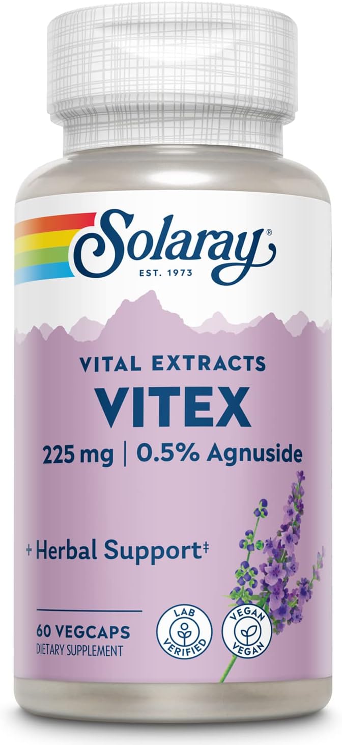 SOLARAY Vitex Berry Extract 225 mg – Chasteberry Supplement for Women – Traditional Hormone Balance Support – Chaste Tree Berry – Vegan, Lab Verified – 60 Servings, 60 VegCaps