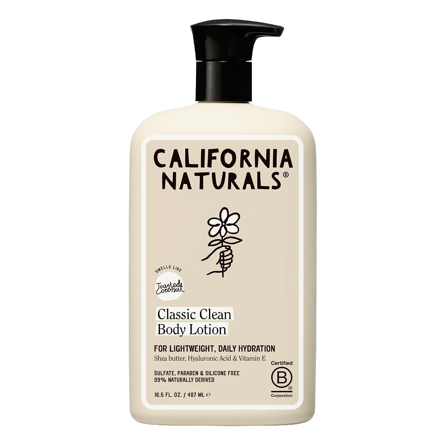 California Naturals Classic Clean Body Lotion for Dry Skin, Moisturizing, Lightweight with Shea Butter, Naturally Scented, Vegan, Sulfate, Paraben & Phthalate Free, Toasted Coconut, 16.5 oz